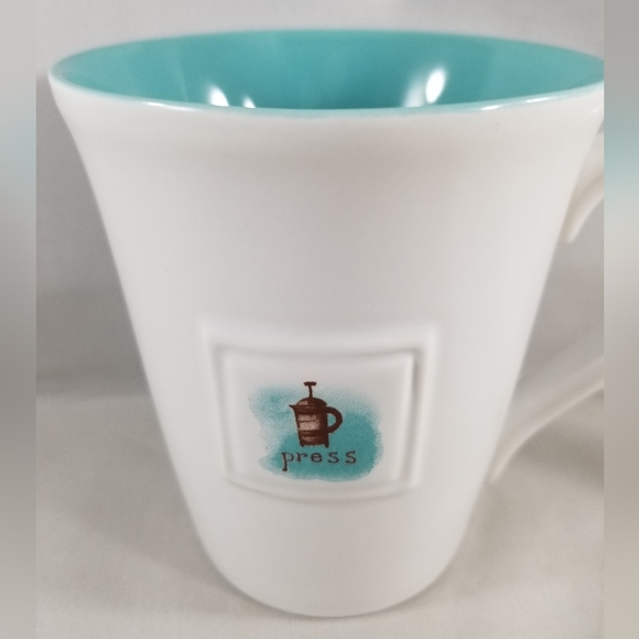 Starbucks Press Mug 2006 Blue White 14 Ounces Coffee Tea - Picture 2 of 10